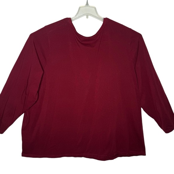 Catherines Suprema Collection Burgundy 3/4 Sleeve Scoop Neck Tee Shirt Size 3X - Picture 15 of 15